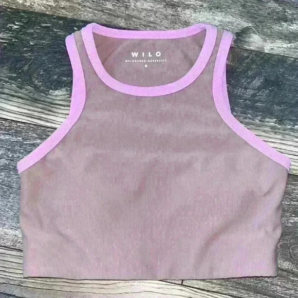 Wilo Ribbed Racerback Tank Top Sports Bra - Picture 1 of 7